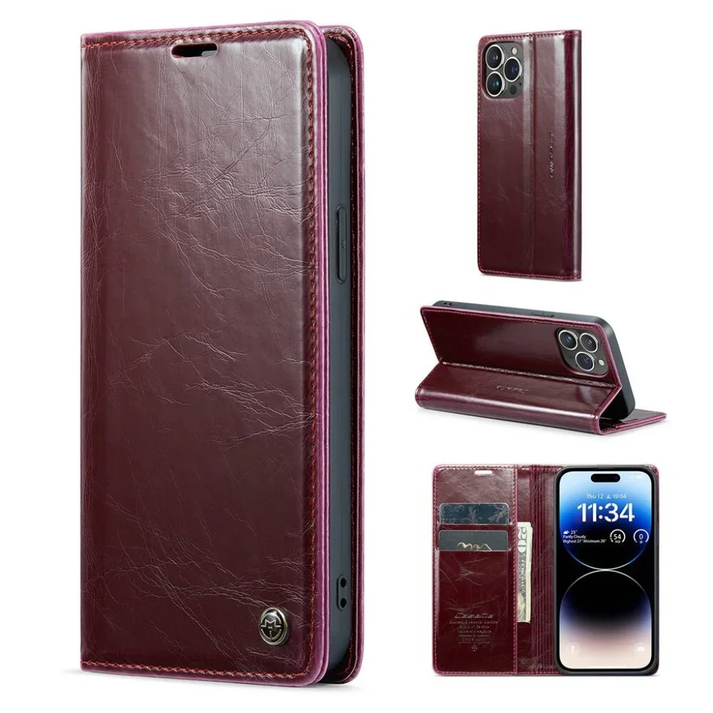 CaseMe 003 For iPhone 14 Pro Max Soft PU Leather Flip Wallet Case with 2 Credit